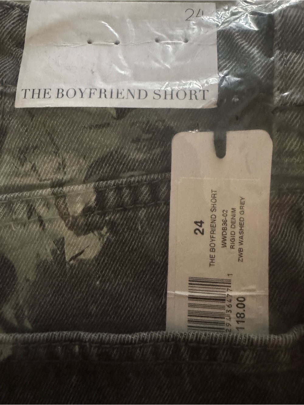 NWT WeWoreWhat Washed Grey Boyfriend Jean Shorts, Size 24 - Picture 7 of 8